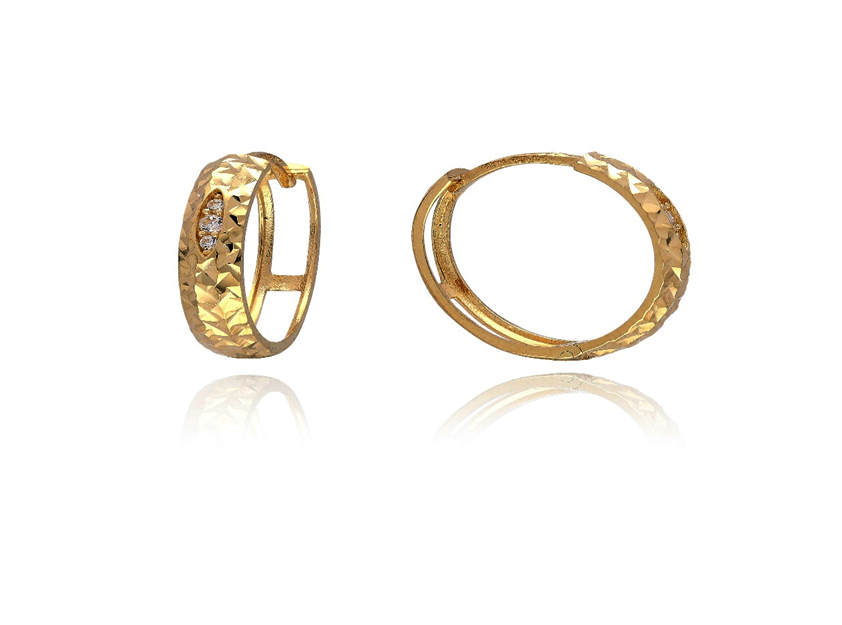 Žluté zlato náušnice kroužky broušené